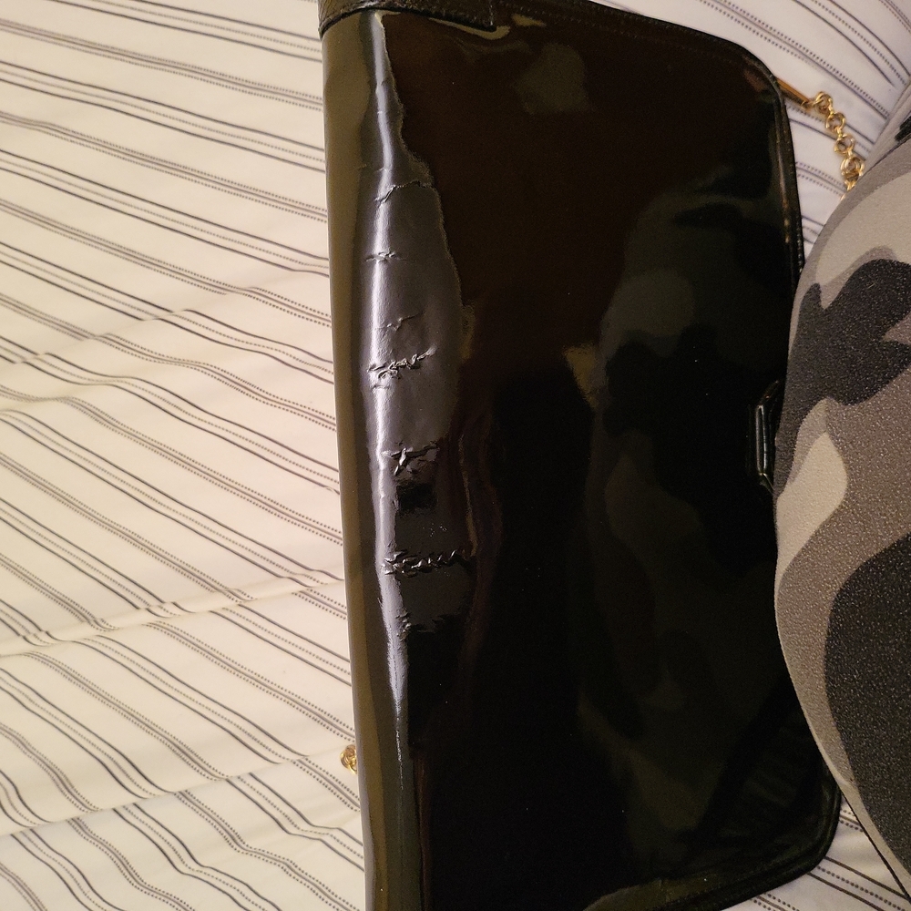 Vintage (70s) Black Patent Leather Clutch/Shoulder Bag - Picture 7 of 7